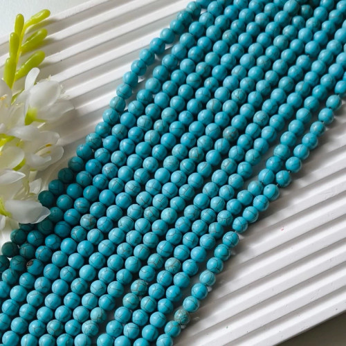 مهره سنگی طرح فیروزه ای شماره 8 (بصورت بندی شامل 50 مهره)