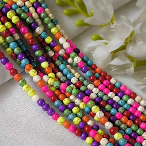 مروارید رنگی سرامیکی براق سایز 6 (هر ریسه شامل تعداد 70 دانه)