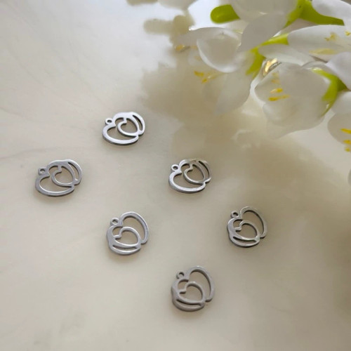 پلاک استیل آویز ساعتی طرح قلب دوتایی3(فروش محصول بصورت دونه ای میباشد)